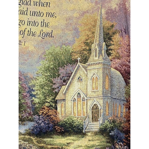 Manual Woodworkers & Weavers Psalm 122: 1 Tapestry Throw Blanket Country Church - Picture 3 of 10